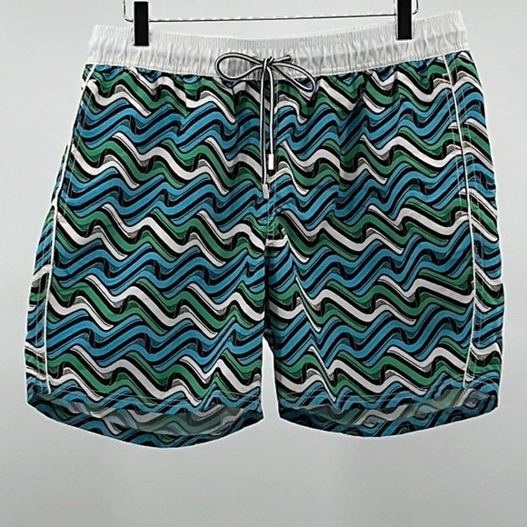 Bugatchi Wavy Print Swim Trunks - NWOT - Size Large - Picture 1 of 5
